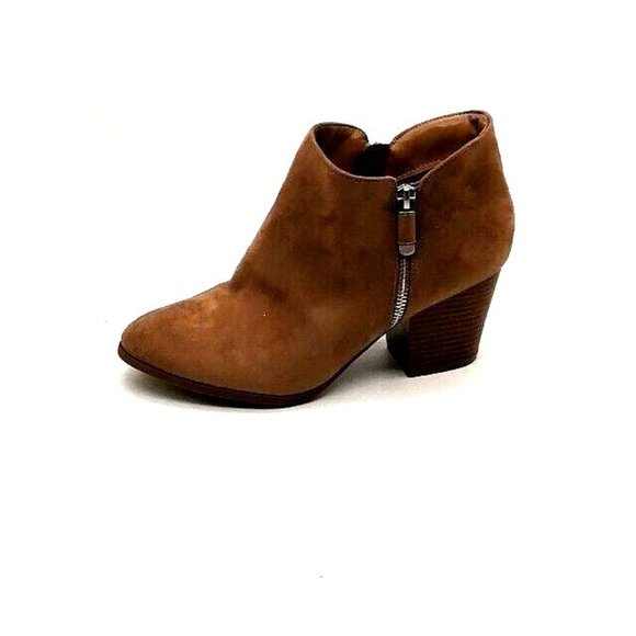 Style &‎ Co. Womens Ankle Boot Masrinaa Brown Faux Suede Side Zip High Heel 8.5 - Picture 1 of 11